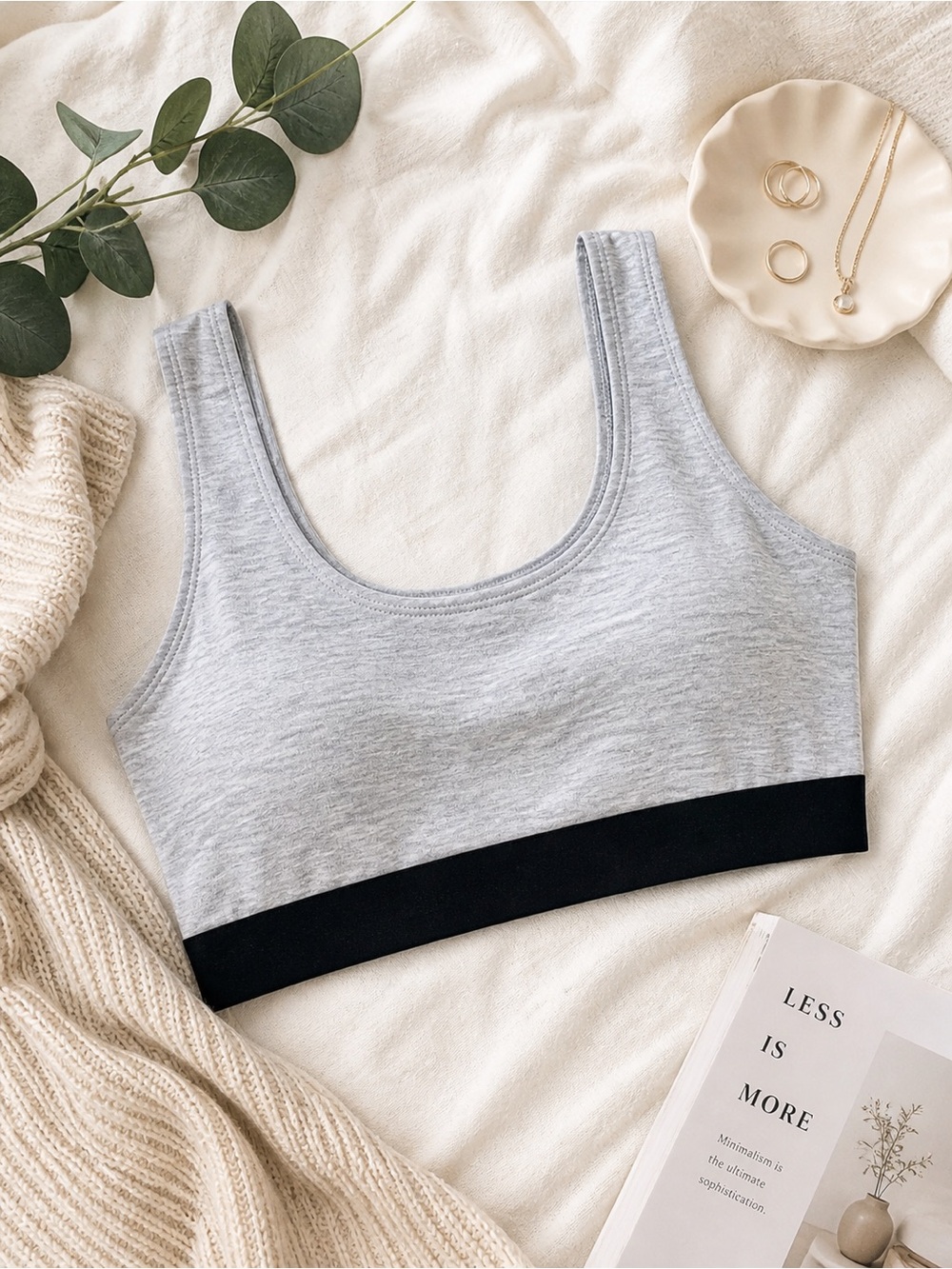 MeUndies Modal Bralette Gray Heather U-Neck Soft Lounge Bra Size L